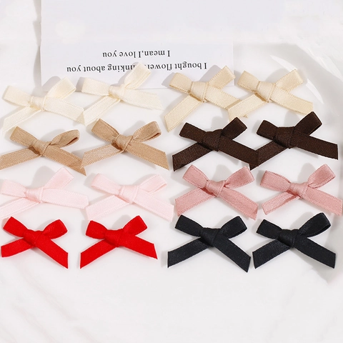 Accessoires de Bijoux DIY en Nœud Papillon de Coton Couleur Unie Fait à la Main pour Boucles d'Oreilles Pinces à Cheveux Décoration