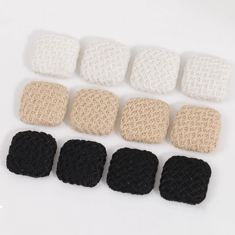 Square Plaid Stripe Fabric Buttons With Metal Base For DIY Jewelry Making Autumn Winter Style Cloth Earring Hair Clip Accessories