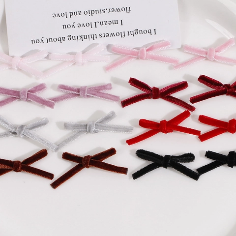 Handmade Small Velvet Ribbon Bowknot DIY Jewelry Accessory Charms For Earrings Hair Clip Clothing Craft Soft Bowknot
