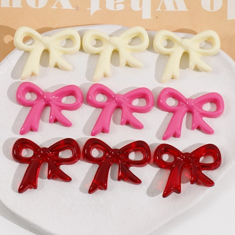 Glossy Resin Bowknot DIY Accessories For Jewelry Making Earring Hair Clip Accessories Handmade Bow Knot Charms Mixed Colors