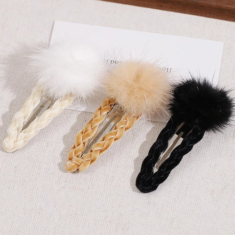 Fermaglio per Capelli BB in Metallo Ovale Avvolto in Tessuto di Velluto Intrecciato Dolce Fresco per Donne Ragazze Accessori