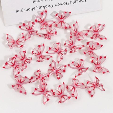 Rosa Harz Schmetterling Charms Mit Herz Muster Halbdurchsichtig Gebohrte Löcher Anhänger Für DIY Ohrringe Schmuckherstellung