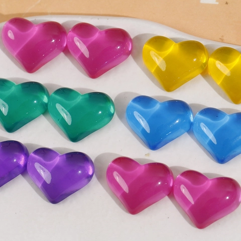 Zoete Hartvorm Hars Charms Kleurrijk Half-transparant DIY Sieraden Maken Materiaal Voor Oorbellen Haarspeldjes Accessoires