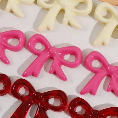 Glossy Resin Bowknot DIY Accessories For Jewelry Making Earring Hair Clip Accessories Handmade Bow Knot Charms Mixed Colors