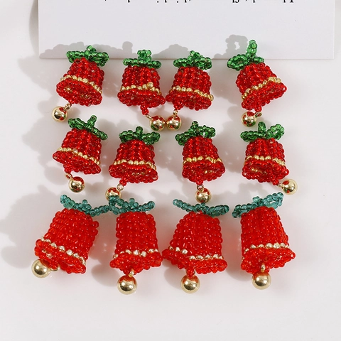 Kerstbel Glasparel Hanger Handgemaakt Rood Groen Geweven Charm Voor Oorbel Ketting DIY Sieraden Maken Feestelijk Cadeau