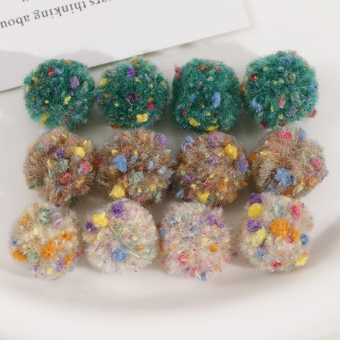 Winter Geometric Round Color Matching Plush Pom Poms For DIY Earring Hair Accessories Materials Jewelry Making Components