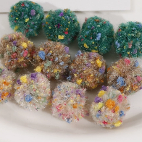 Winter Geometric Round Color Matching Plush Pom Poms For DIY Earring Hair Accessories Materials Jewelry Making Components