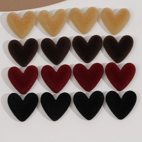 Patch in Resina Fioccata a Forma di Cuore Peluche Rosso Vino Cuore DIY Accessori per Gioielli per Decorazione Custodia Telefono Donna