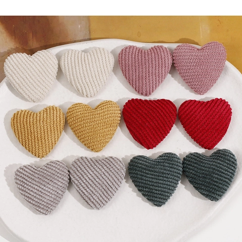 Patch Fai-da-te a Forma di Cuore in Tessuto di Velluto a Coste con Filo Metallico per Fermagli per Capelli e Gioielli