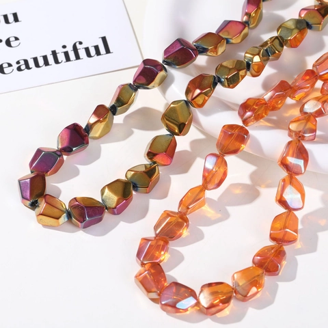 Irregular Multifaceted Glass Beads AB Gradient Colorful DIY Jewelry Accessories For Necklace Bracelet Making Unique Fashion Beads