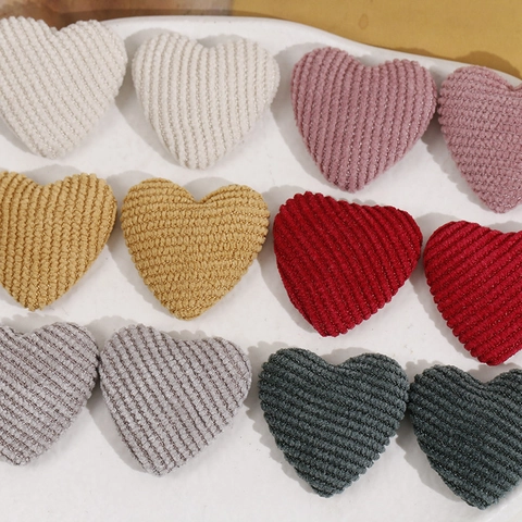Patch Fai-da-te a Forma di Cuore in Tessuto di Velluto a Coste con Filo Metallico per Fermagli per Capelli e Gioielli