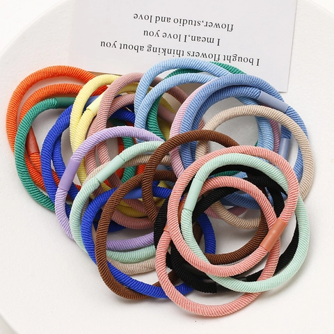 High Elasticity Cloth Hair Ties For Women Simple Solid Color Spiral Texture Ponytail Holder Hair Accessories Daily