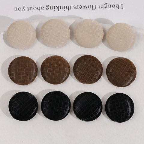 Round Fabric Covered Metal Buttons Plaid Checkered Pattern Decorative Patches For DIY Sewing Jewelry Making Accessories