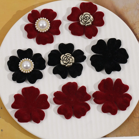 Ciondoli a Forma di Fiore a Cinque Petali in Acrilico Floccato Vintage per Fai da Te Creazione di Gioielli Orecchini Fatti a Mano Componenti per Accessori Capelli
