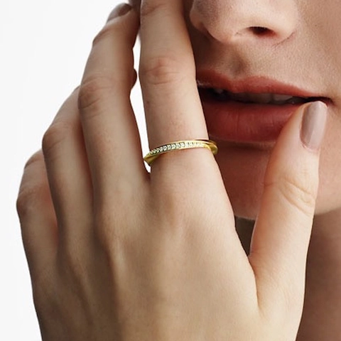 Eleganter Kupfer Zirkon Twisted Wave Ring Für Damen 18K Roségold Beschichtet Strass Kreuzband Ring Täglicher Hochzeitsschmuck