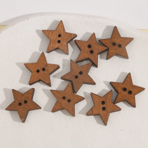 Vintage Wood Grain Star Bone Puppy Shape Wooden Buttons Double Hole DIY Jewelry Accessories For Sewing Handmade Craft