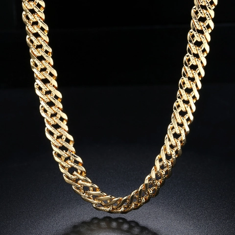 Hip Hop Heren Koperen Cubaanse Schakelketting Halsketting 18K Verguld Dikke Gouden Ketting Voor Mannen Rapper Sieraden Cadeau