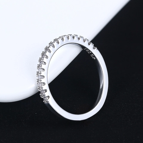 Copper Zirconia Inlaid Eternity Ring For Women Real Gold Plated Simple Thin Band Wedding Party Stacking Fashion Jewelry