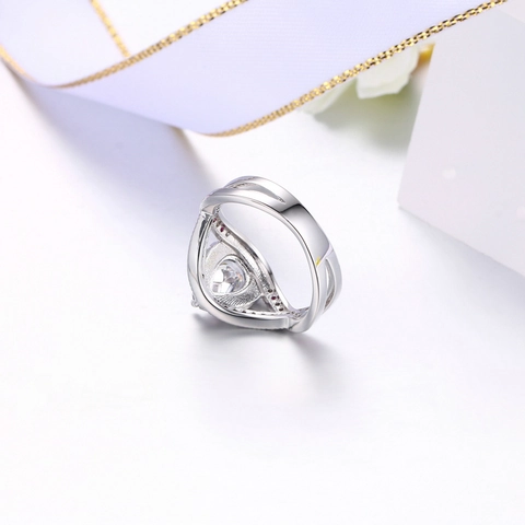 Elegante Anello in Zirconia Cubica a Forma di Pera Halo Rosa Colore Argento Rame Anelli di Fidanzamento per Donna Gioielli