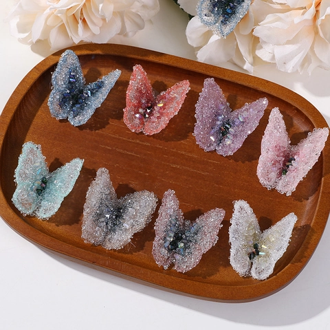 Ethereal Fabric Butterfly DIY Patches With Sparkling Rhinestones Korean Style Butterfly Accessories For Headwear Earring Craft