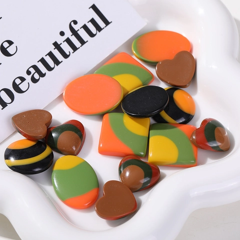 DIY Ανάμικτα Γεωμετρικά Resin Cabochons Ριγέ Χρωματική Αντίθεση Εξαρτήματα για Κοσμήματα Σκουλαρίκια Τσιμπιδάκια Flatback Patch