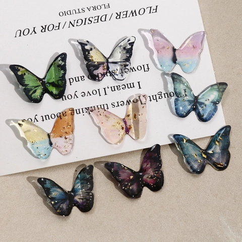 DIY Resin Butterfly Charms with Gold Foil Gradient Elegant Jewelry Making Accessories for Earrings Hairpins Crafts Women