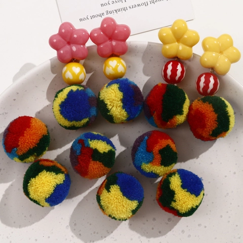 30mm Colorful Round Yarn Pom Poms Plush Balls For DIY Jewelry Making Earrings Hair Accessories Handmade Craft Materials