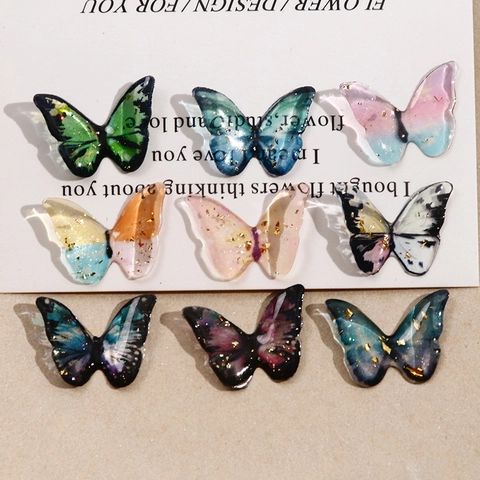 DIY Resin Butterfly Charms with Gold Foil Gradient Elegant Jewelry Making Accessories for Earrings Hairpins Crafts Women