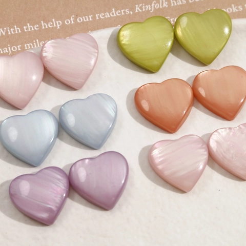 Breloques en Résine Nacrée DIY Forme Cœur Carré Rond pour Création de Bijoux Boucles d'Oreilles Étui de Téléphone Décor Artisanat