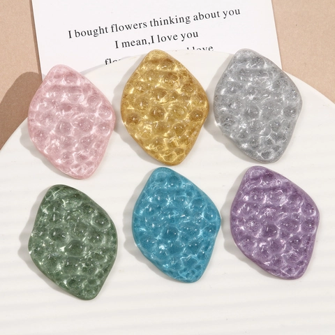 Rhombus Leaf Shape Resin Patch DIY Jewelry Accessories Glitter Bumpy Surface Decorative Components For Phone Case Hairpin