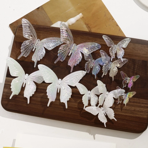 Irisierende AB Acryl Schwalbenschwanz Schmetterling DIY Zubehör Für Haarklammern Handyhüllen Dekoration Mode Bastelmaterial