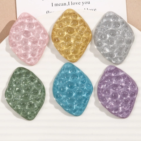 Rhombus Leaf Shape Resin Patch DIY Jewelry Accessories Glitter Bumpy Surface Decorative Components For Phone Case Hairpin