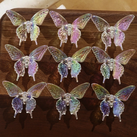 Irisierend AB Beschichtetes Klares Acryl Schwalbenschwanz Schmetterling Anhänger Für DIY Ohrringe Halskette Schmuckherstellung Damen