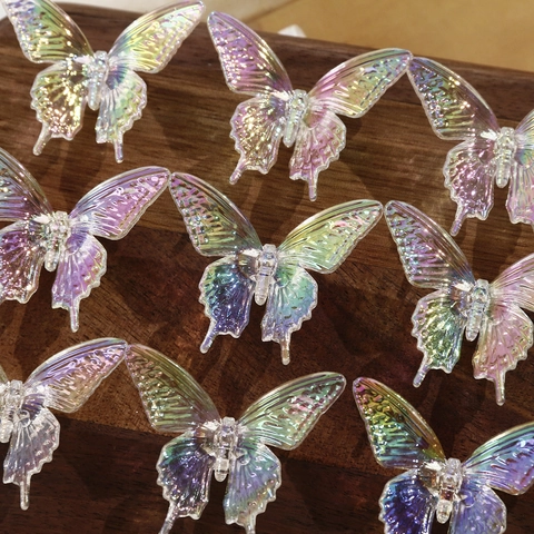 Irisierend AB Beschichtetes Klares Acryl Schwalbenschwanz Schmetterling Anhänger Für DIY Ohrringe Halskette Schmuckherstellung Damen