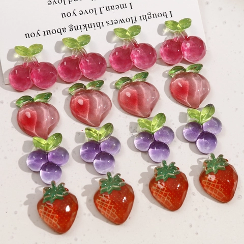 Ciondoli in Resina a Forma di Frutta per Gioielli Fai da Te Decorazione Custodia Telefono Fragola Ciliegia Pesca Uva Forme Frutta