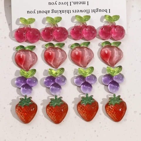 Ciondoli in Resina a Forma di Frutta per Gioielli Fai da Te Decorazione Custodia Telefono Fragola Ciliegia Pesca Uva Forme Frutta