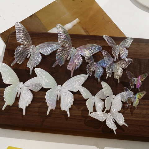Irisierende AB Acryl Schwalbenschwanz Schmetterling DIY Zubehör Für Haarklammern Handyhüllen Dekoration Mode Bastelmaterial