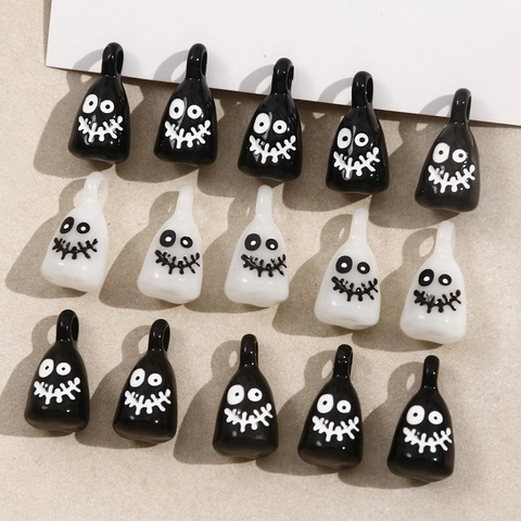 Halloween Ghost Charms Resin Funny Spooky Face Pendants For DIY Earring Necklace Keychain Making Holiday Jewelry Project