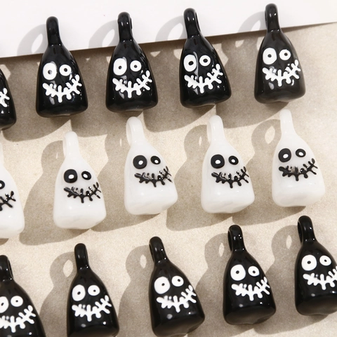 Halloween Ghost Charms Resin Funny Spooky Face Pendants For DIY Earring Necklace Keychain Making Holiday Jewelry Project