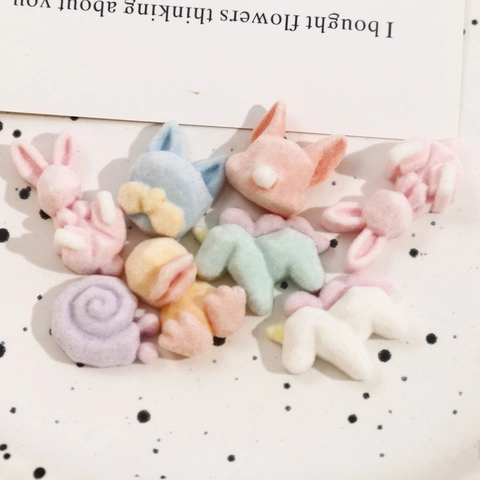 Cute Flocking Resin Animal Charms DIY Jewelry Making Accessories Unicorn Rabbit Snail Duck Patch For Hairpin Phone Case Decoration