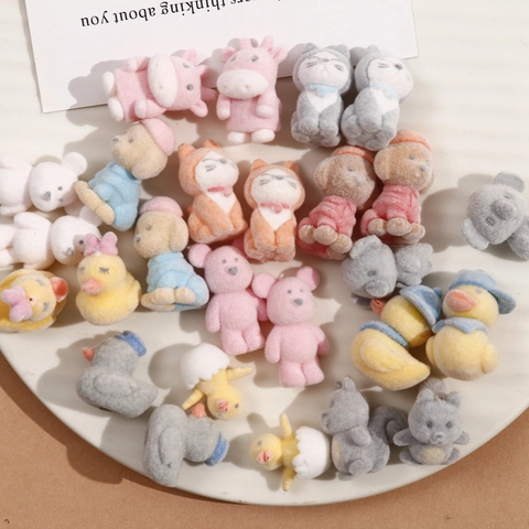 Simpatici Ciondoli Animali Floccati per Creazione Gioielli Fai da Te Orso Anatra Pulcino Resina Mini Decorazione per Bambini