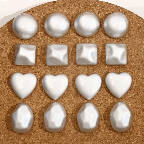 DIY Jewelry Accessories Shiny Silver Resin Patches For Hairpins Phone Case Heart Square Round Oval Geometric Charms