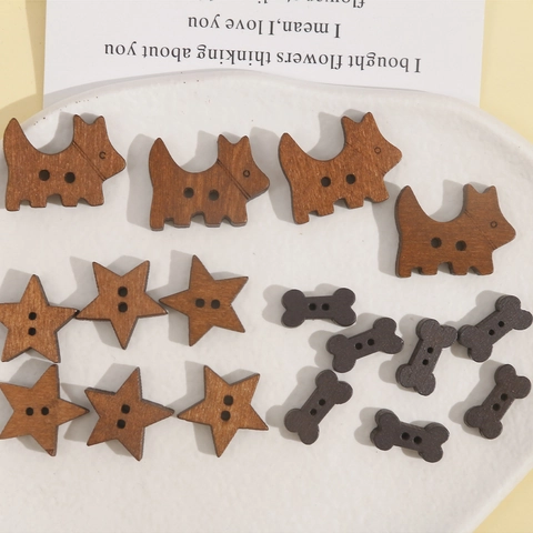 Kreative Holz Niedliche Braune Hunde Knöpfe Dekorative Doppelloch Knöpfe Für DIY Handwerk Schmuckherstellung Kleidung Nähen Zubehör