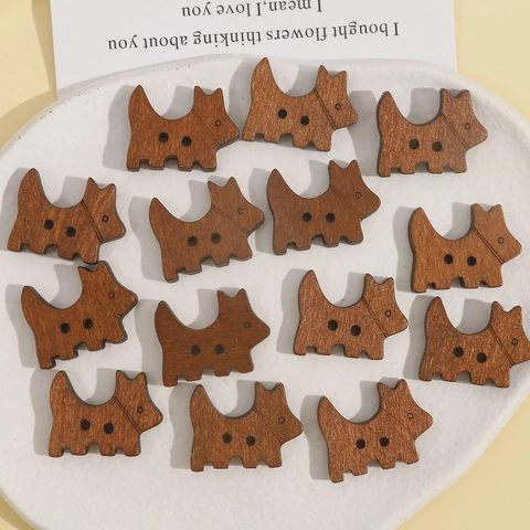 Kreative Holz Niedliche Braune Hunde Knöpfe Dekorative Doppelloch Knöpfe Für DIY Handwerk Schmuckherstellung Kleidung Nähen Zubehör