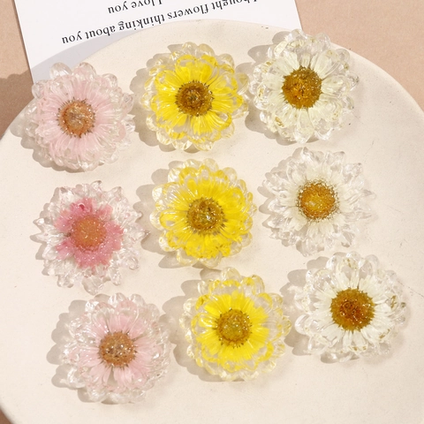 Dolci e Fresche Margherite Fiori Secchi in Resina Patch Fai da Te Accessori per Gioielli per Orecchini Fermagli Capelli Custodie Cellulari Ciondoli Floreali