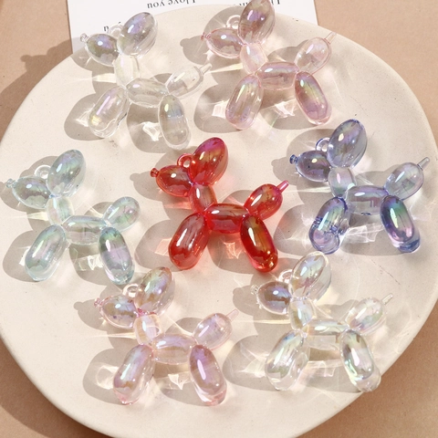 Ciondolo Cane Palloncino in Acrilico 3D Iridescente per Portachiavi Fai da Te Creazione Gioielli Accessorio Appeso Donna