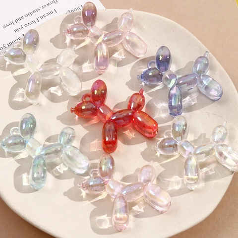 Ciondolo Cane Palloncino in Acrilico 3D Iridescente per Portachiavi Fai da Te Creazione Gioielli Accessorio Appeso Donna