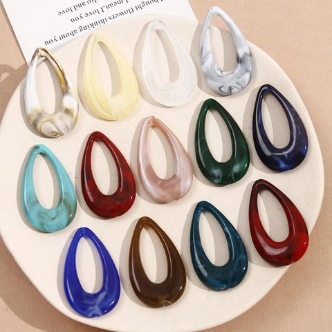 Teardrop Hollow Resin Pendants Marble Ink Pattern DIY Jewelry Making Components For Earrings Necklaces Women Accessories