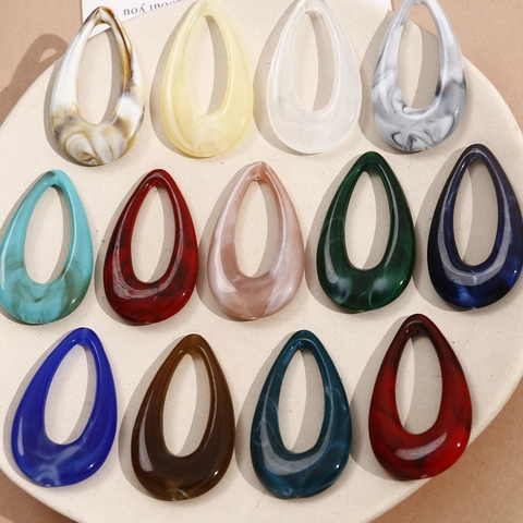 Teardrop Hollow Resin Pendants Marble Ink Pattern DIY Jewelry Making Components For Earrings Necklaces Women Accessories