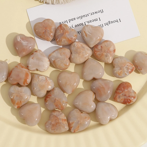 Perline Sciolte in Resina a Forma di Cuore 20mm Trama di Marmo Gradiente Accessori per Creazione Gioielli DIY